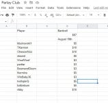 Parlayclub spreadsheet august 19th