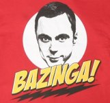 Bazinga with sheldon tshirt logo hr